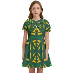 Abstract Pattern Geometric Backgrounds   Kids  Bow Tie Puff Sleeve Dress