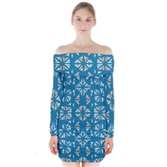 Abstract Pattern Geometric Backgrounds   Long Sleeve Off Shoulder Dress by Eskimos