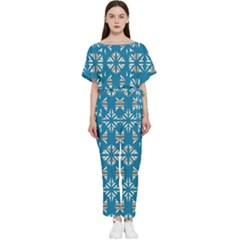 Abstract Pattern Geometric Backgrounds   Batwing Lightweight Chiffon Jumpsuit