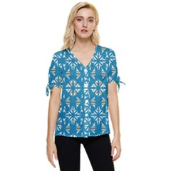 Abstract Pattern Geometric Backgrounds   Bow Sleeve Button Up Top