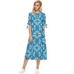 Abstract Pattern Geometric Backgrounds   Bow Sleeve Chiffon Midi Dress