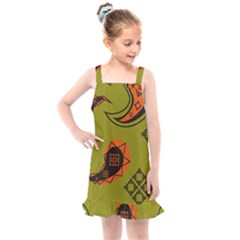 Floral Pattern Paisley Style Paisley Print  Doodle Background Kids  Overall Dress by Eskimos