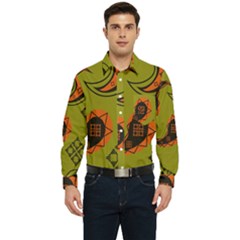 Floral Pattern Paisley Style Paisley Print  Doodle Background Men s Long Sleeve Pocket Shirt 