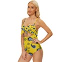 Floral pattern paisley style Paisley print  Doodle background Knot Front One-Piece Swimsuit View2