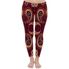 Floral Pattern Paisley Style Paisley Print  Doodle Background Classic Winter Leggings by Eskimos