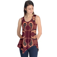 Floral Pattern Paisley Style Paisley Print  Doodle Background Sleeveless Tunic by Eskimos