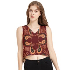 Floral Pattern Paisley Style Paisley Print  Doodle Background V-neck Cropped Tank Top by Eskimos