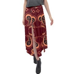 Floral Pattern Paisley Style Paisley Print  Doodle Background Velour Split Maxi Skirt by Eskimos