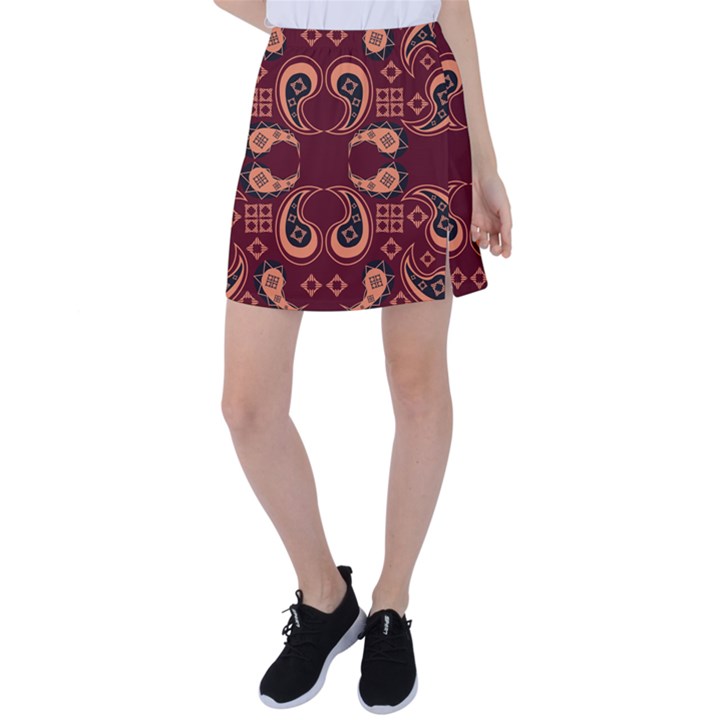 Floral pattern paisley style Paisley print  Doodle background Tennis Skirt