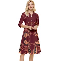 Floral Pattern Paisley Style Paisley Print  Doodle Background Classy Knee Length Dress by Eskimos