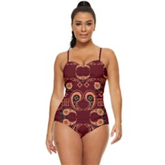 Floral Pattern Paisley Style Paisley Print  Doodle Background Retro Full Coverage Swimsuit