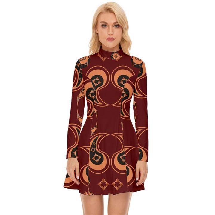 Floral pattern paisley style Paisley print  Doodle background Long Sleeve Velour Longline Dress