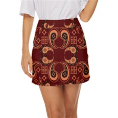 Floral Pattern Paisley Style Paisley Print  Doodle Background Mini Front Wrap Skirt by Eskimos