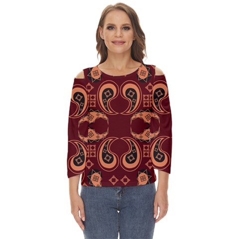 Floral Pattern Paisley Style Paisley Print  Doodle Background Cut Out Wide Sleeve Top by Eskimos