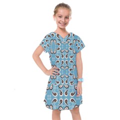 Floral Pattern Paisley Style Paisley Print  Doodle Background Kids  Drop Waist Dress by Eskimos