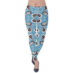 Floral Pattern Paisley Style Paisley Print  Doodle Background Velvet Leggings by Eskimos