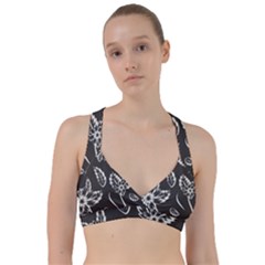 Folk Flowers Print Floral Pattern Ethnic Art Sweetheart Sports Bra by Eskimos