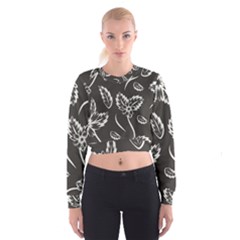 Folk Flowers Print Floral Pattern Ethnic Art Cropped Sweatshirt by Eskimos