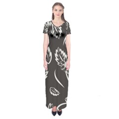 Folk Flowers Print Floral Pattern Ethnic Art Short Sleeve Maxi Dress by Eskimos