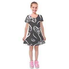 Folk Flowers Print Floral Pattern Ethnic Art Kids  Short Sleeve Velvet Dress by Eskimos