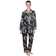 Folk Flowers Print Floral Pattern Ethnic Art Satin Long Sleeve Pajamas Set by Eskimos