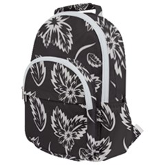 Folk Flowers Print Floral Pattern Ethnic Art Rounded Multi Pocket Backpack by Eskimos