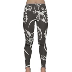 Folk Flowers Print Floral Pattern Ethnic Art Lightweight Velour Classic Yoga Leggings by Eskimos