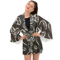 Folk Flowers Print Floral Pattern Ethnic Art Long Sleeve Kimono by Eskimos