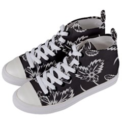 Folk Flowers Print Floral Pattern Ethnic Art Women s Mid-top Canvas Sneakers by Eskimos