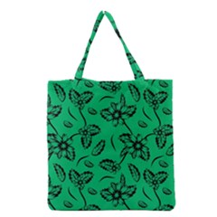 Folk Flowers Print Floral Pattern Ethnic Art Grocery Tote Bag by Eskimos