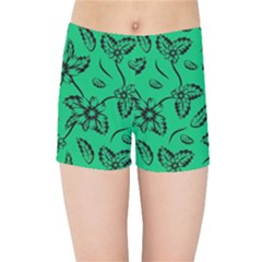 Folk Flowers Print Floral Pattern Ethnic Art Kids  Sports Shorts by Eskimos