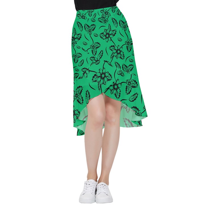 Folk flowers print Floral pattern Ethnic art Frill Hi Low Chiffon Skirt