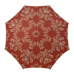 Floral Folk Damask Pattern Fantasy Flowers Floral Geometric Fantasy Golf Umbrellas by Eskimos