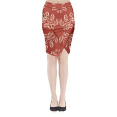 Floral Folk Damask Pattern Fantasy Flowers Floral Geometric Fantasy Midi Wrap Pencil Skirt by Eskimos