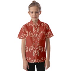 Floral Folk Damask Pattern Fantasy Flowers Floral Geometric Fantasy Kids  Short Sleeve Shirt by Eskimos