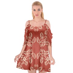 Floral Folk Damask Pattern Fantasy Flowers Floral Geometric Fantasy Cutout Spaghetti Strap Chiffon Dress by Eskimos