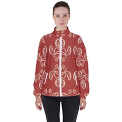 Floral Folk Damask Pattern Fantasy Flowers Floral Geometric Fantasy Women s High Neck Windbreaker by Eskimos