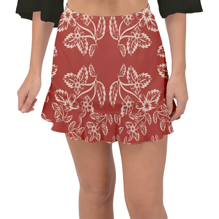 Floral folk damask pattern Fantasy flowers Floral geometric fantasy Fishtail Mini Chiffon Skirt