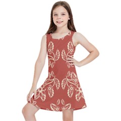 Floral Folk Damask Pattern Fantasy Flowers Floral Geometric Fantasy Kids  Lightweight Sleeveless Dress by Eskimos