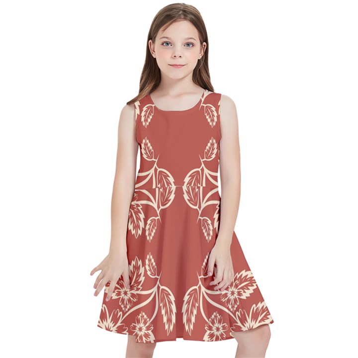 Floral folk damask pattern Fantasy flowers Floral geometric fantasy Kids  Skater Dress