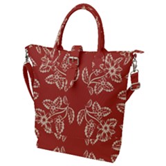 Floral Folk Damask Pattern Fantasy Flowers Floral Geometric Fantasy Buckle Top Tote Bag by Eskimos