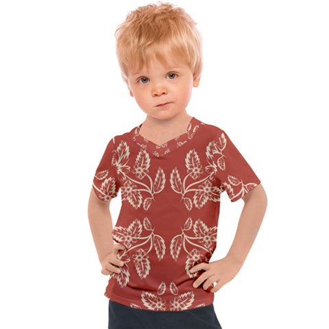 Floral Folk Damask Pattern Fantasy Flowers Floral Geometric Fantasy Kids  Sports Tee by Eskimos