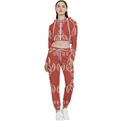 Floral Folk Damask Pattern Fantasy Flowers Floral Geometric Fantasy Cropped Zip Up Lounge Set by Eskimos