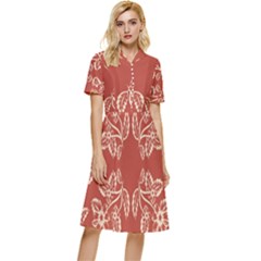 Floral Folk Damask Pattern Fantasy Flowers Floral Geometric Fantasy Button Top Knee Length Dress by Eskimos