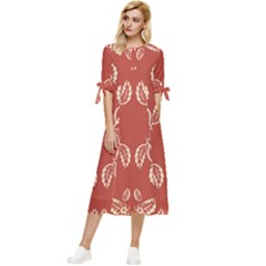 Floral Folk Damask Pattern Fantasy Flowers Floral Geometric Fantasy Bow Sleeve Chiffon Midi Dress by Eskimos