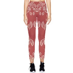 Floral Folk Damask Pattern Fantasy Flowers Floral Geometric Fantasy Pocket Leggings  by Eskimos