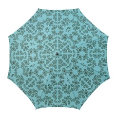 Floral Folk Damask Pattern Fantasy Flowers Floral Geometric Fantasy Golf Umbrellas by Eskimos