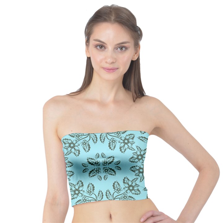 Floral folk damask pattern Fantasy flowers Floral geometric fantasy Tube Top