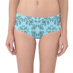 Floral Folk Damask Pattern Fantasy Flowers Floral Geometric Fantasy Mid-waist Bikini Bottoms by Eskimos