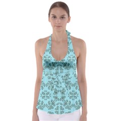 Floral Folk Damask Pattern Fantasy Flowers Floral Geometric Fantasy Babydoll Tankini Top by Eskimos